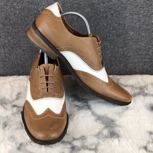 Classic Brown and White Men's Brogue Oxfords Shoes Sz 12
